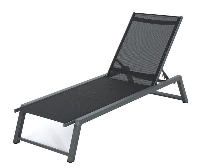 Mesa Outdoor Chaise Lounge With Aluminum Frame Contemporary Mesa Outdoor Chaise Lounge With Aluminum Frame Black Mesh Gray Single
