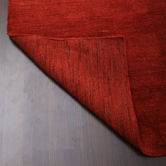 Hand Knotted Loom Wool Area Rug Solid Light Red, [Rectangle] 8'x11 ...