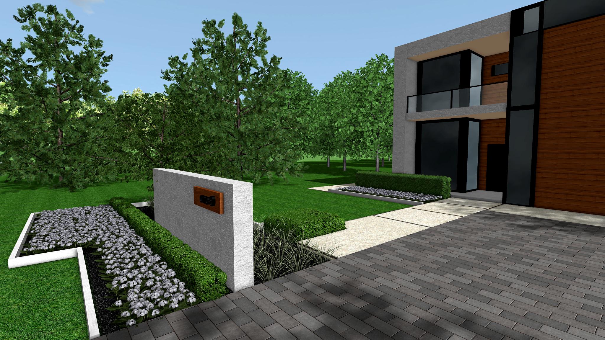 Design ideas for a mid-sized modern full sun front yard concrete paver garden path in Other for summer.