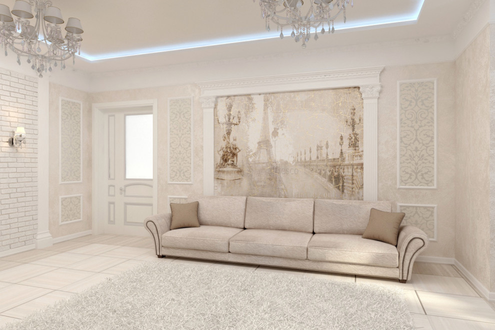 Светлая гостиная классика