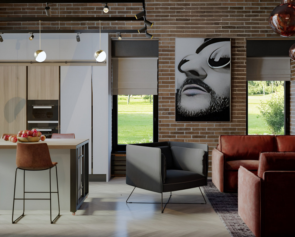 Кухня-гостиная в частном доме в Огуднево