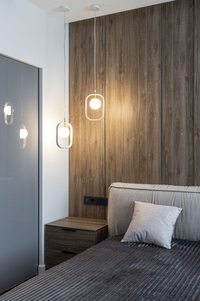 Дизайн спальни в светлых тонах квартиры в квартире в Москве