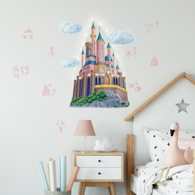 Disney Princess Castle XL Giant Wall Decals with String Lights - Kids ...