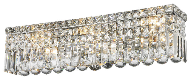 Bathroom Vanity Lighting Crystal 6-light vanity clear crystal wall sconce chandelier light, 24 Bathroom Vanity Lighting Crystal 6-light vanity clear crystal wall sconce chandelier light, 24