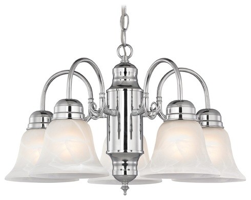 Mini-Chandelier with Alabaster Glass in Chrome Finish