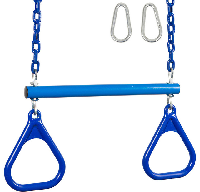 Swing Set Trapeze With Rings and Coated Chain Contemporary Kids