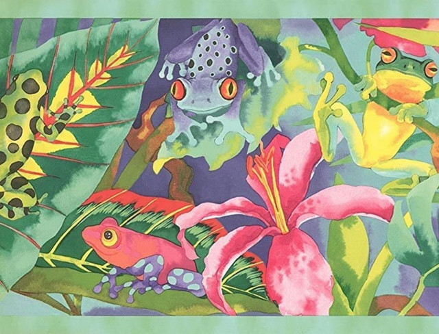 Wallpaper Border Rainbow Rainforest Frogs Great9"x15'