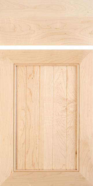 Mitered cabinet door with v-groove panels in Select Hard Maple