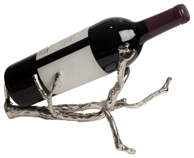 Luxe Modern Twig Branch Wine Bottle Holder Silver Tabletop Rack Sculpture Contemporary Wine Racks By My Swanky Home Houzz