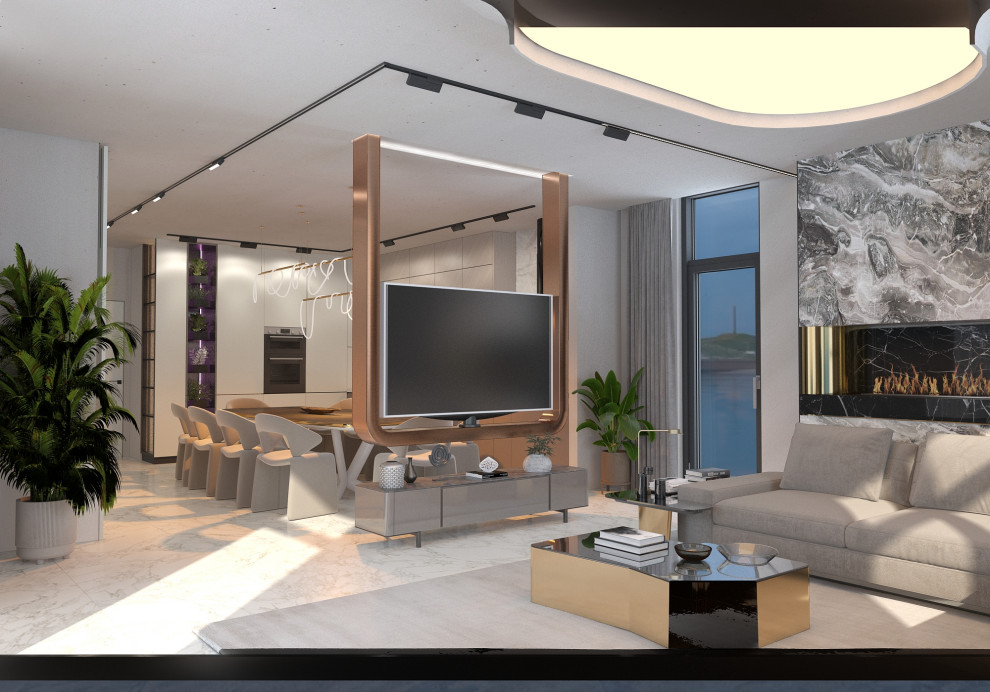 Кухня-гостиная в проекте загородного дома Mountain House