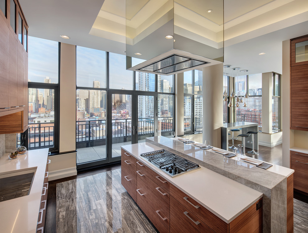 Kitchen with city views Contemporary Kitchen Chicago by Becker