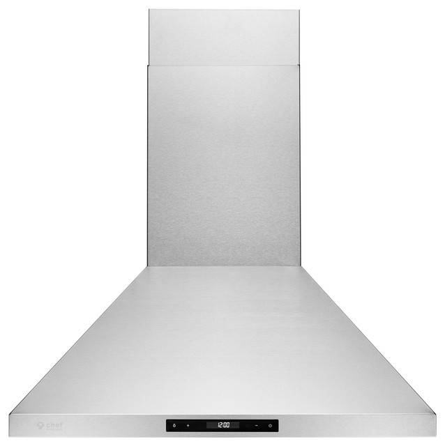 Chef Wall Mount Range Hood w/860 CFM, Touch Screen, Baffle Filter, LED Lamps, 30