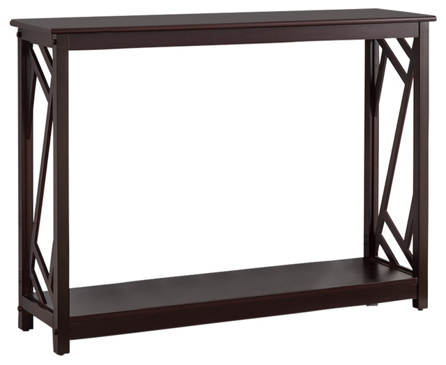 Idonea Wood Console Table, Dark Cherry Transitional Console Tables by Pilaster Designs Houzz