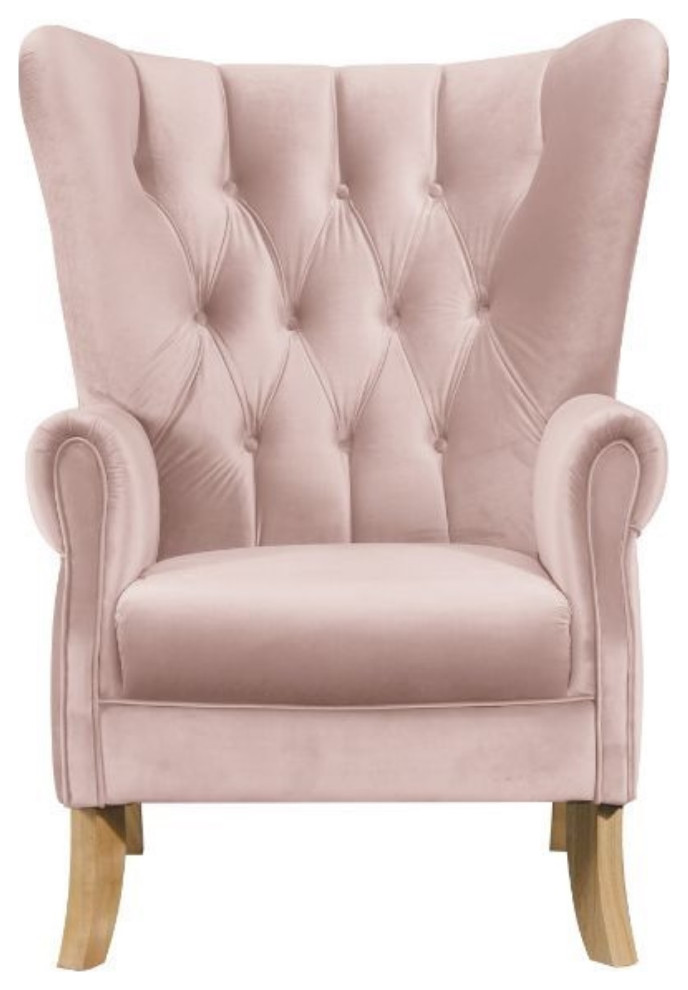 Ergode Accent Chair Blush Pink Velvet Transitional Armchairs And