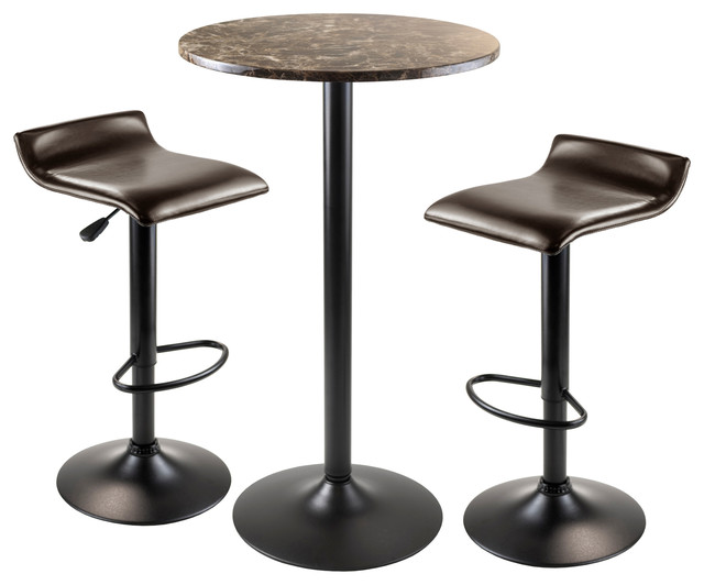 Cora 3 Piece Round Pub Table With 2, Small Round Pub Table And Stools