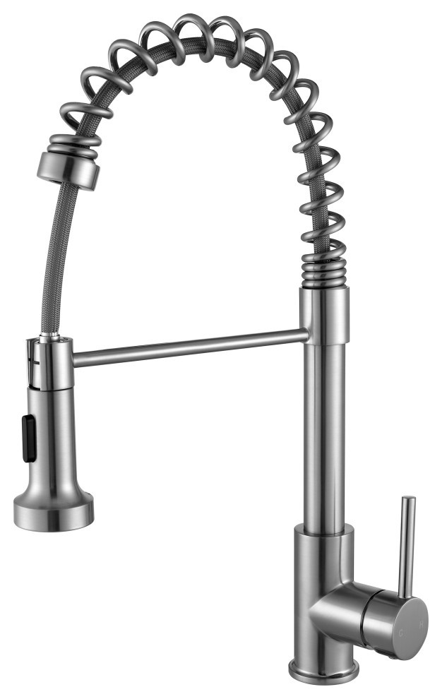 Lanuvio Brass Kitchen Faucet, Pull Out Sprayer, Brushed Nickel Finish