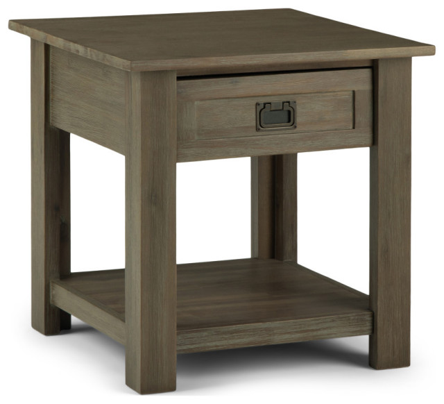 Monroe Solid Acacia Wood End Table Transitional Side Tables And End
