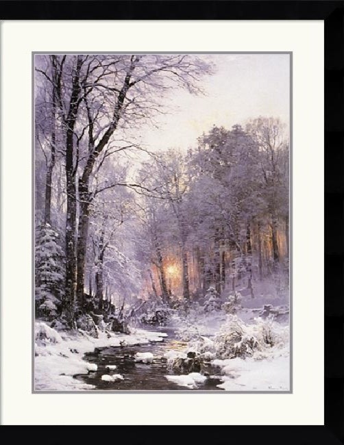 Anders Anderson-Lundby 'A Twilit Wooded River in the Snow' Framed Art Print
