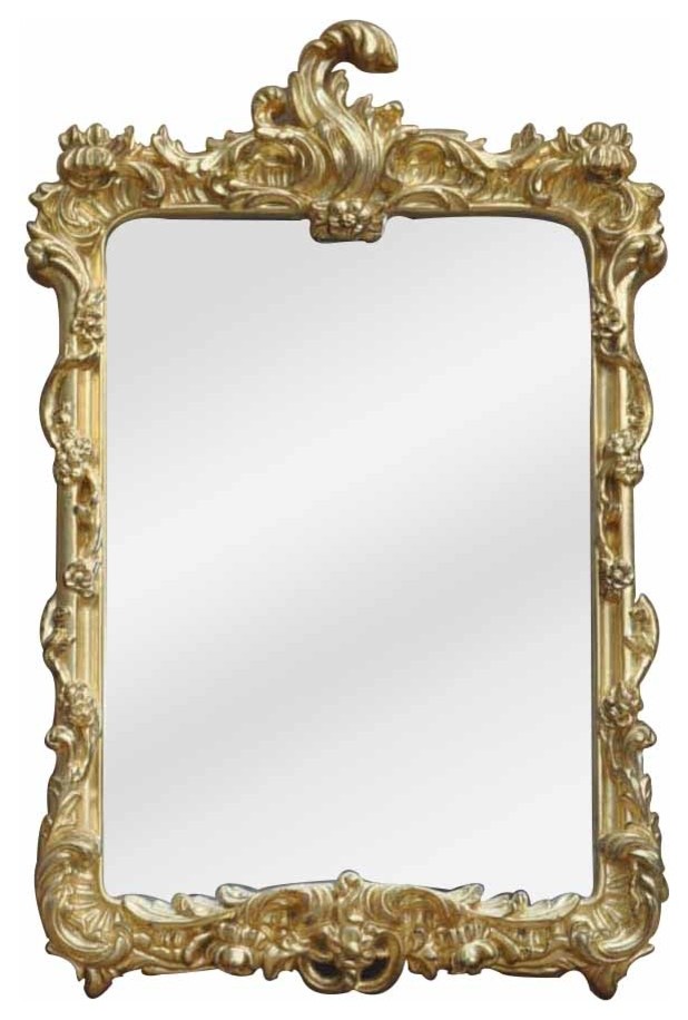 Gold Baroque Molded Wall Mirror, 16"x27"