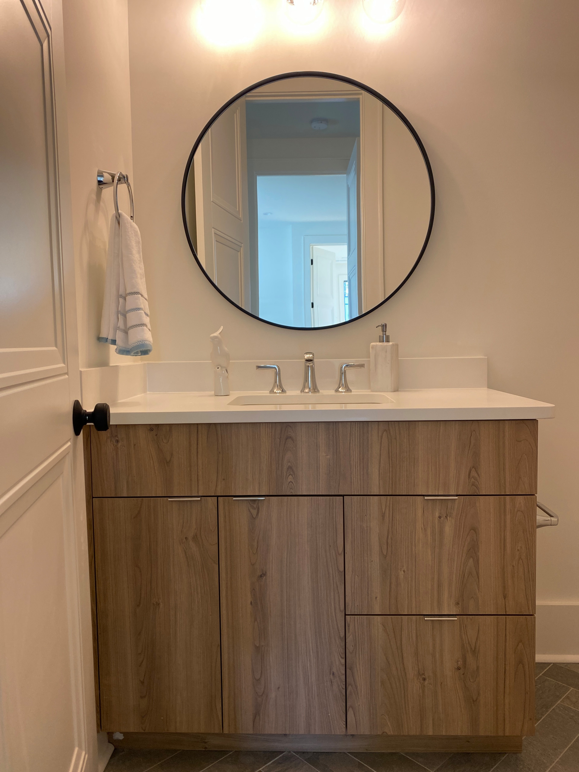 Wood Tone Slab Front Vanity