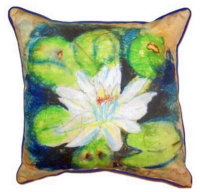 Water Lily on Rice Large Indoor/Outdoor Pillow 18x18