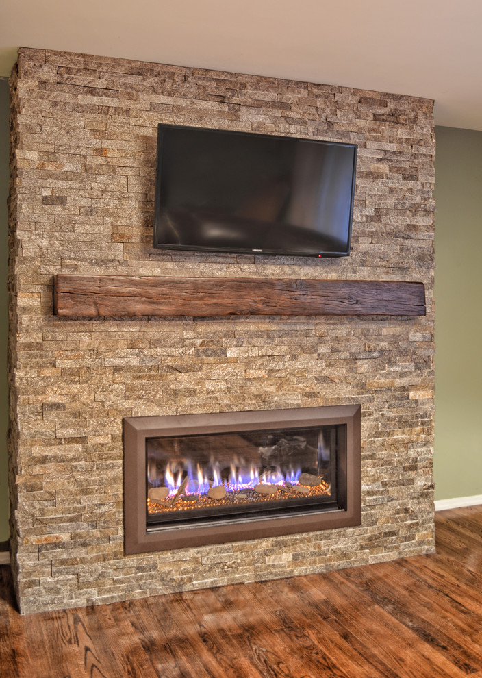 Stacked stone linear fireplace - Contemporary - Living ... Stacked stone linear fireplace - Contemporary - Living ... on Contemporary Wall Sconces For Living Room Around Fireplace id=95520