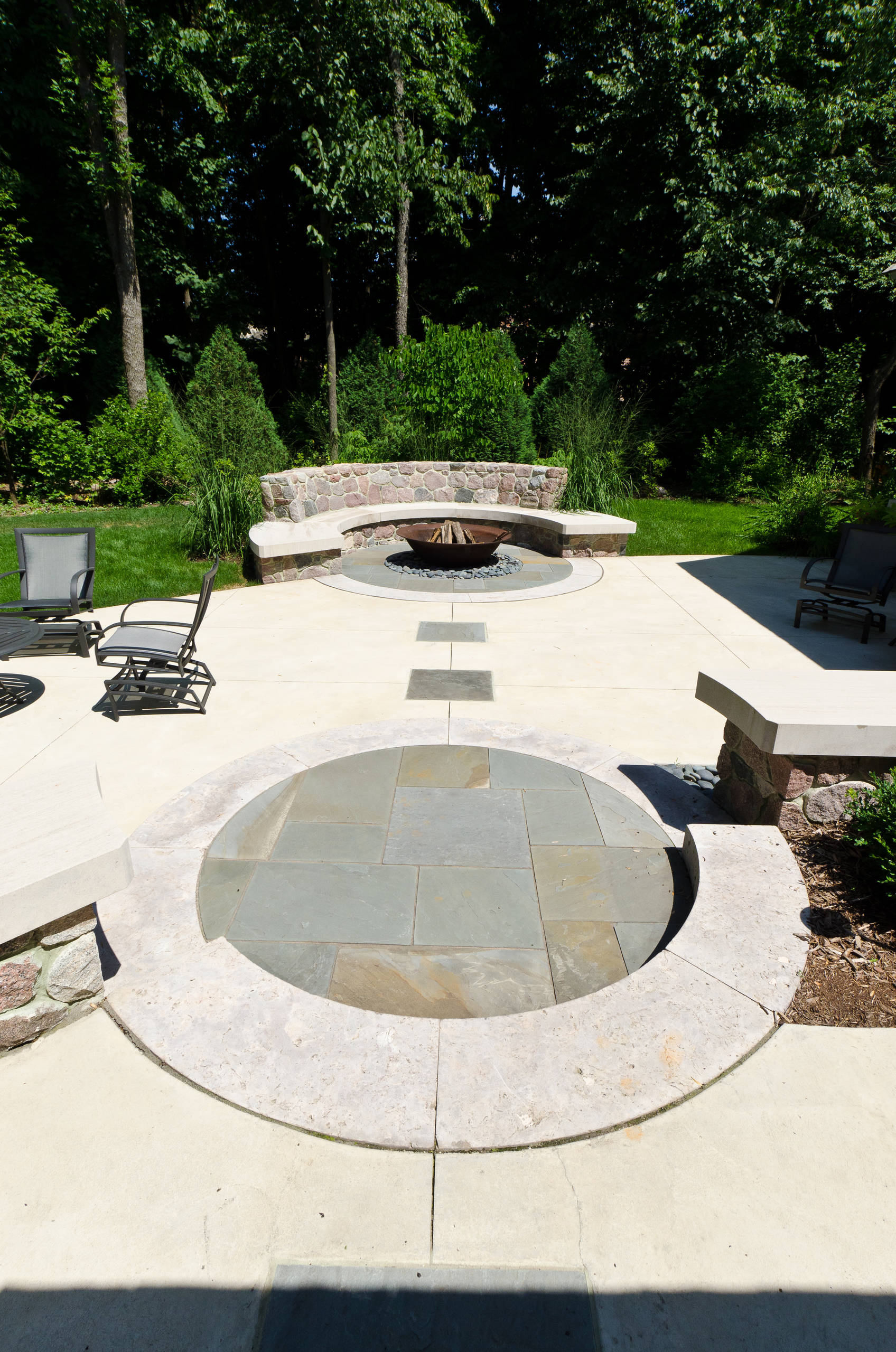 Contemporary Patio and Fire Bowl - Brookfield