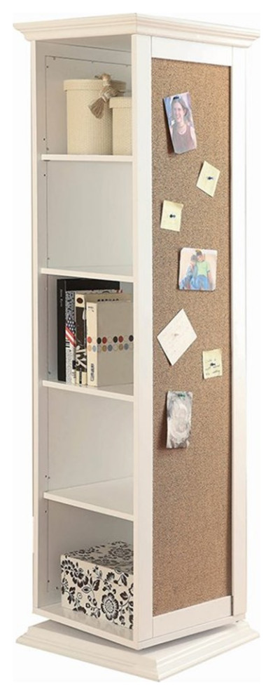 Coaster 5-Shelf Wood Swivel Accent Cabinet with Cork Board in White