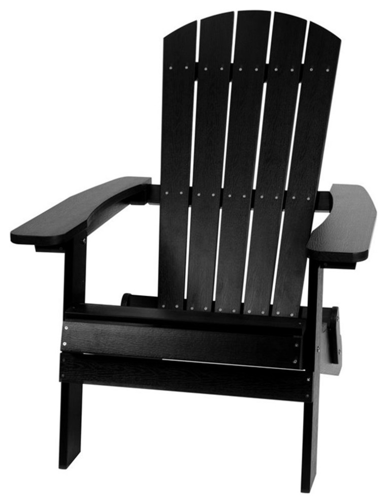 Flash Furniture Charlestown All-Weather Resin Folding Adirondack Chair in Black