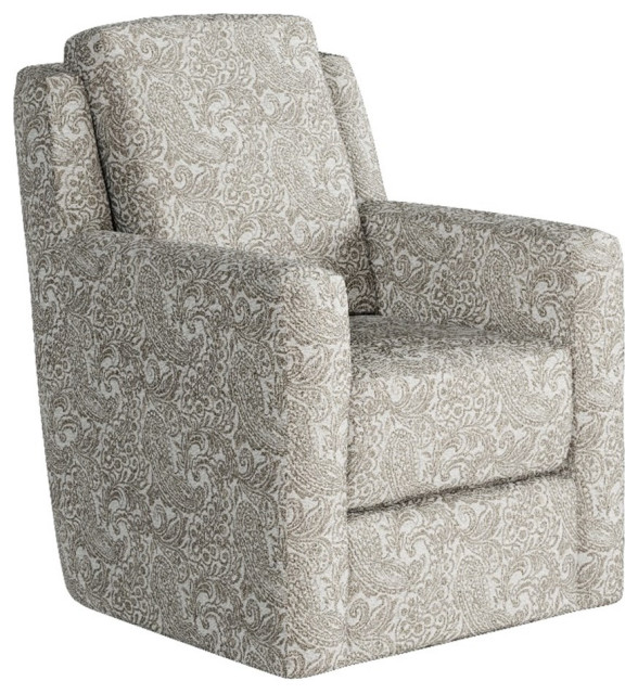 Southern Motion Diva Wood and Fabric Swivel Glider in Light Gray and