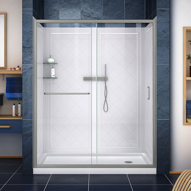DreamLine DL-6118R-04CL Infinity-Z Shower Door, Base & Backwalls