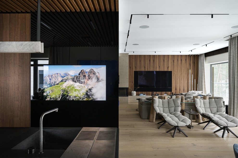 Встроенный телевизор на кухне  |  ЖК Level