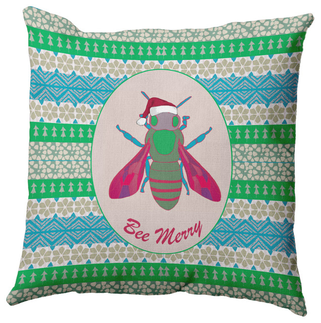 Bee Merry Accent Pillow, Bright Green, 16"x16"