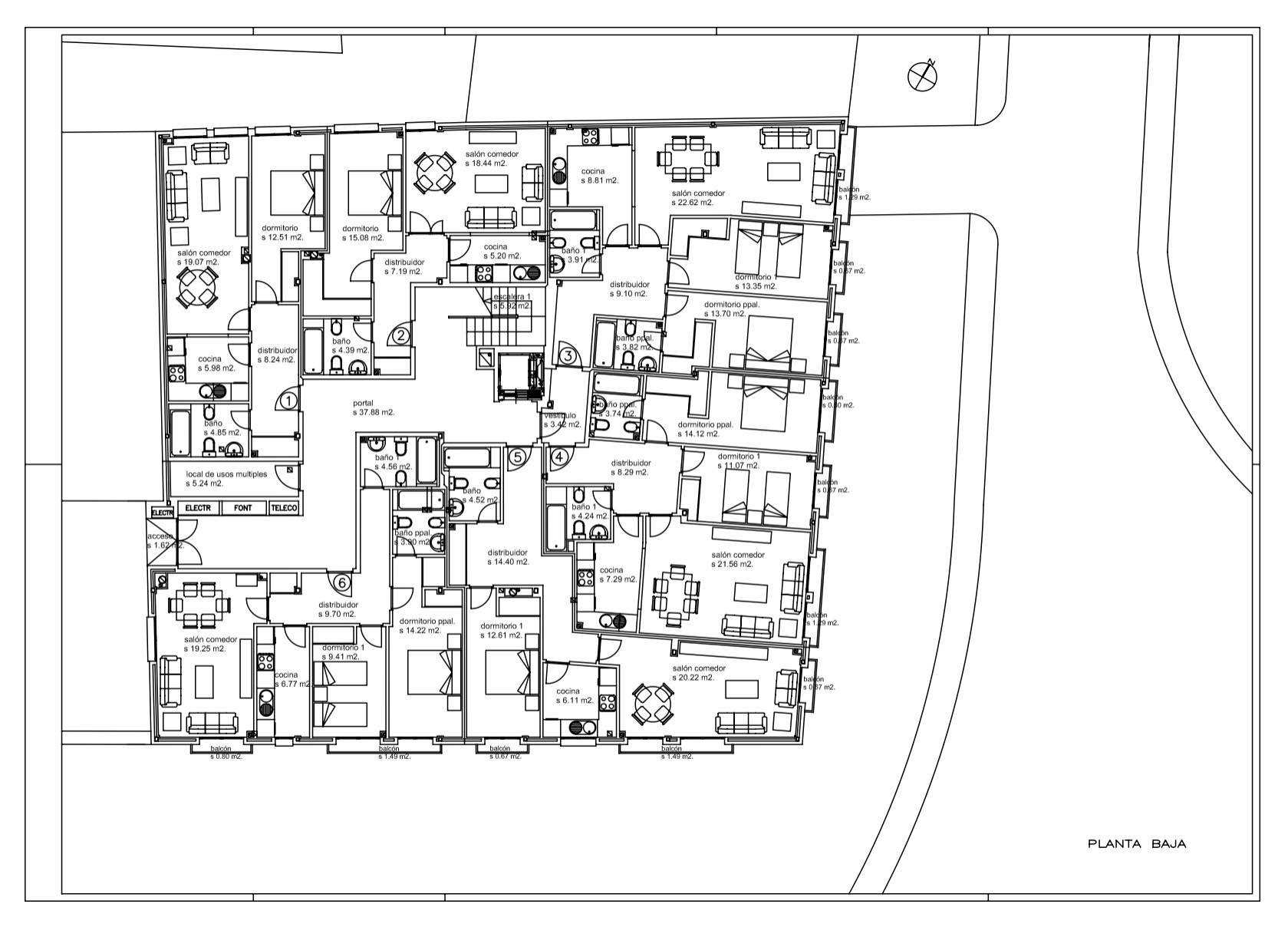Edificio 19 viviendas, 4 locales comerciales y 15 plazas de garaje 2.208,26 m2.
