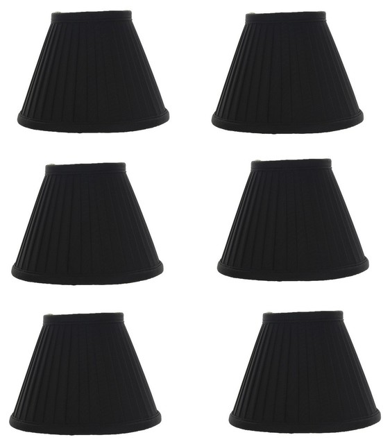 Silk Side Pleat 5 Black With Gold, Mini Clip On Lamp Shades For Chandeliers