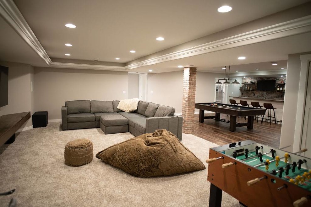 Mountain style basement photo in Milwaukee