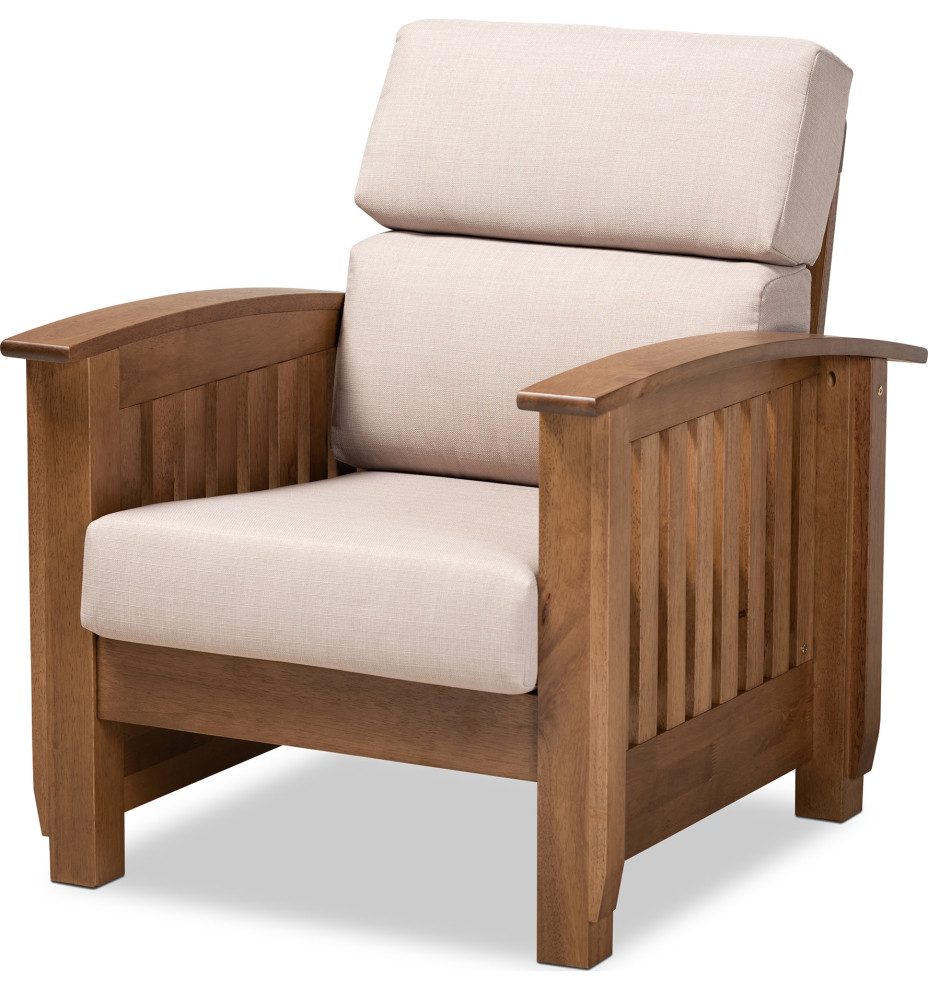 Charlotte Lounge Chair - Taupe, Walnut Brown