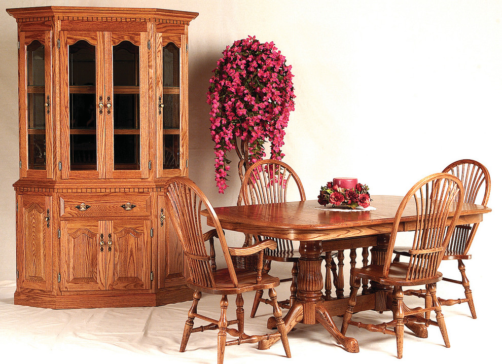 CANTED HUTCH WITH TULIP TABLE AND BOW WHEAT CHAIRS