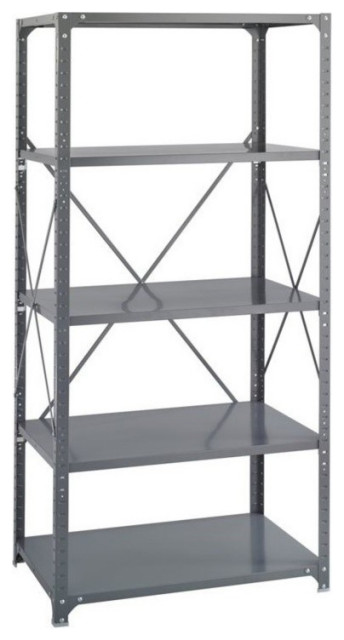 Commercial Steel Shelving Unit, 5-Shelf, 36"x24"x75", Dark Gray