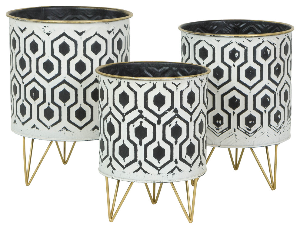 Andrey Modern Planters, Set of 3 Midcentury Indoor Pots And Planters by Aspire Home