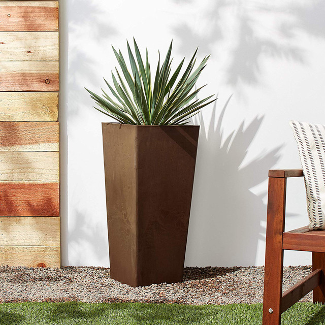 Contempo Tall Square Planter Transitional Outdoor Pots