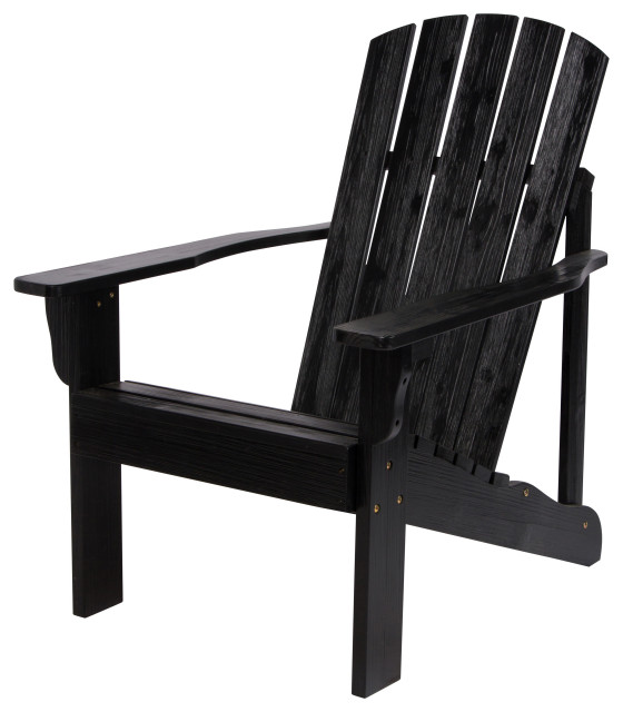 Shine Company 4626Bk Mid-Century Modern Adirondack Chair, Black