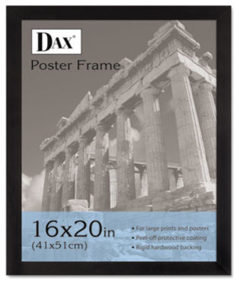 Dax Black Solid Wood Poster Frames W/Plastic Window, Wide Profile, 16 X 20