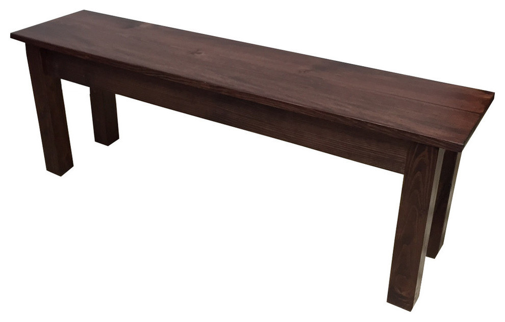 Red Mahogany Farmhouse Bench with Turned Legs 24