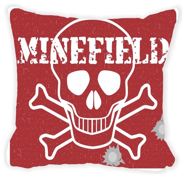 Red Minefield Skull Danger Sign Microfiber Throw Pillow No Fill Red Minefield Skull Danger Sign Microfiber Throw Pillow No Fill