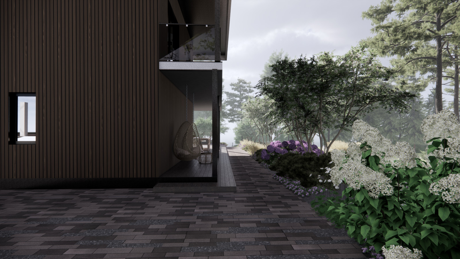 Терраса у зоны въезда