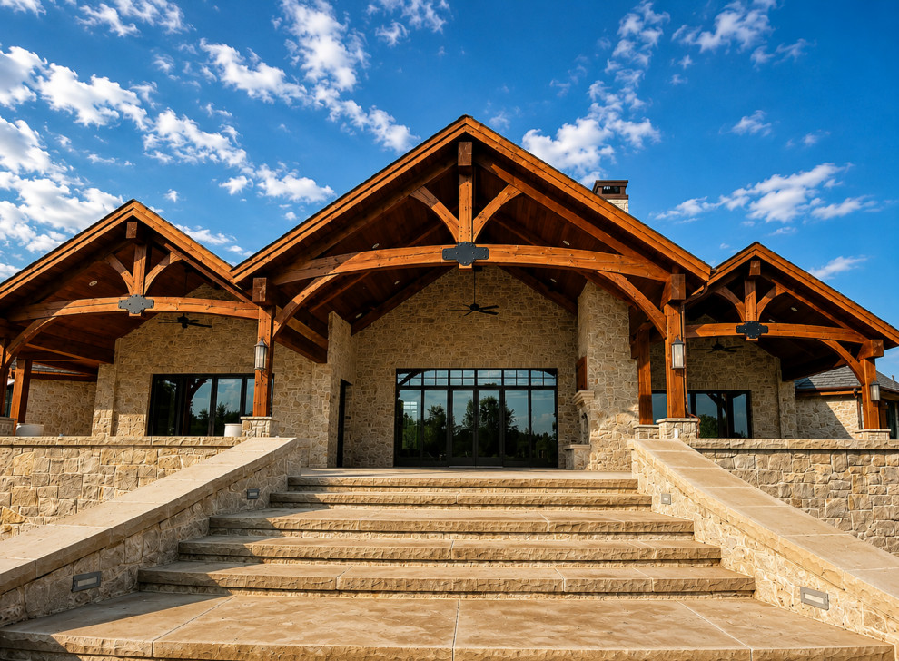 Custom Luxury home featuring hand crafted timber beams