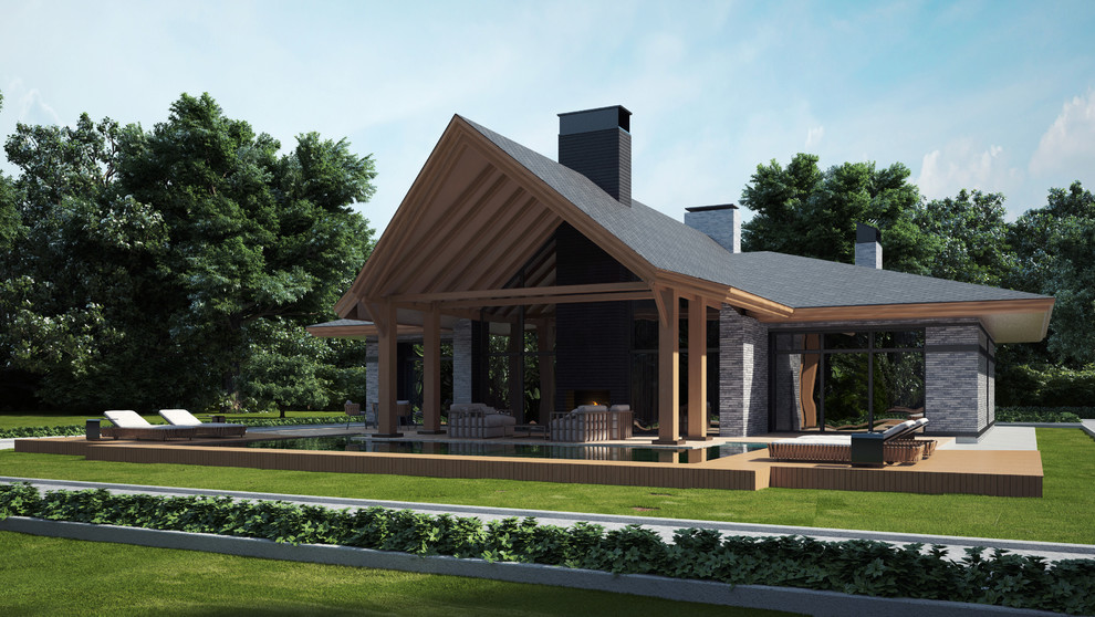 Одноэтажный дом с открытым бассейном