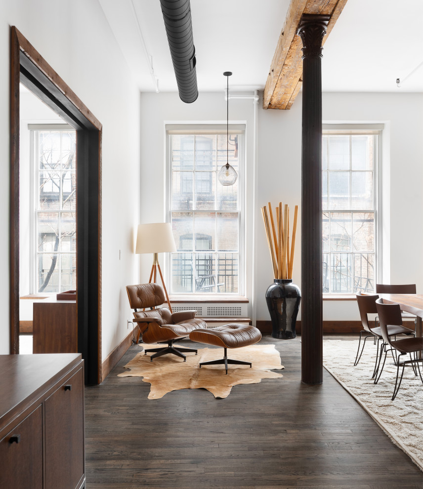 Inspiration for an industrial home office remodel in New York