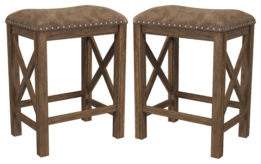 Hillsdale Willow Bend Backless Wood Counter Height Stools, Set of 2